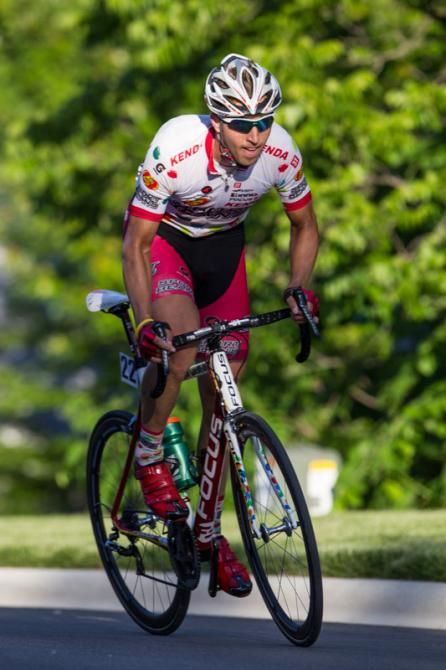 Sean Mazich (Jelly Belly) on his solo run into Cannon Falls.
