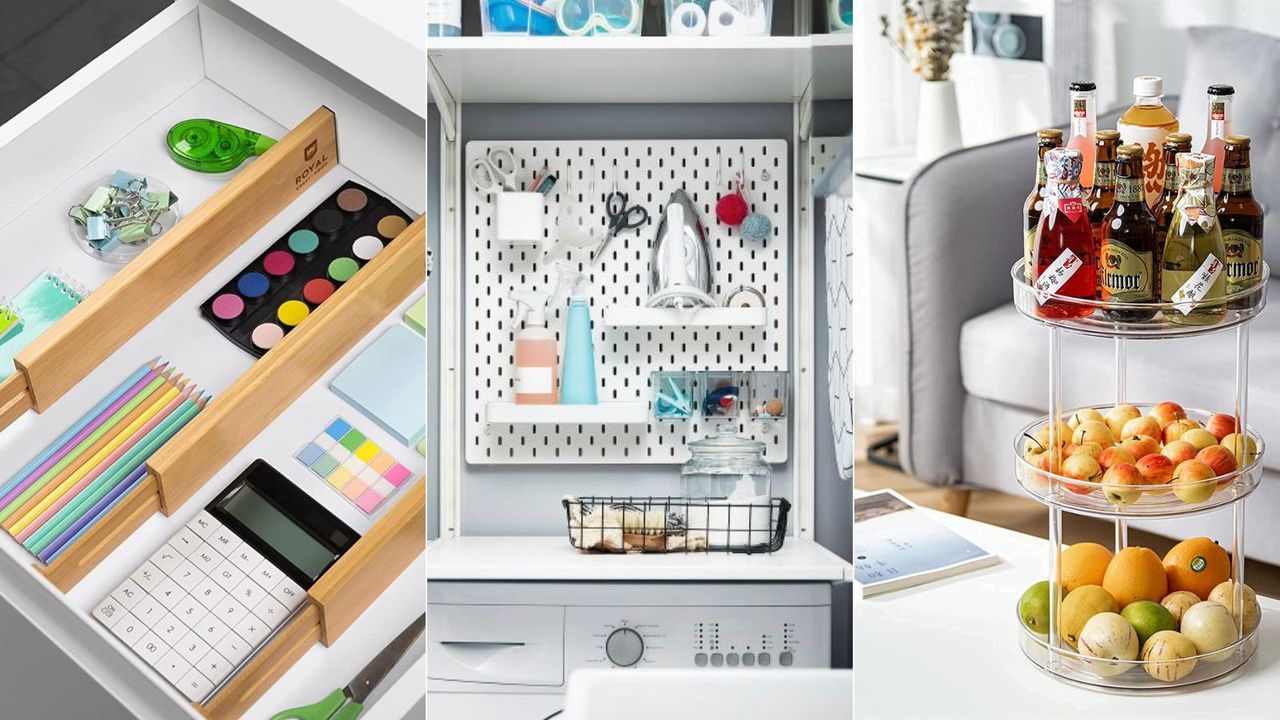 Products home organizers can&#039;t live without: drawer divider, pegboard, Lazy Susan