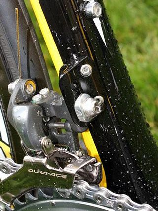 The new seat tube profile forces a switch to a braze-on front derailleur mount that is reinforced at both the top and bottom for more precise shifting.