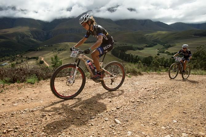Ariane Kleinhans (left) and Annika Langvad of Team RECM2