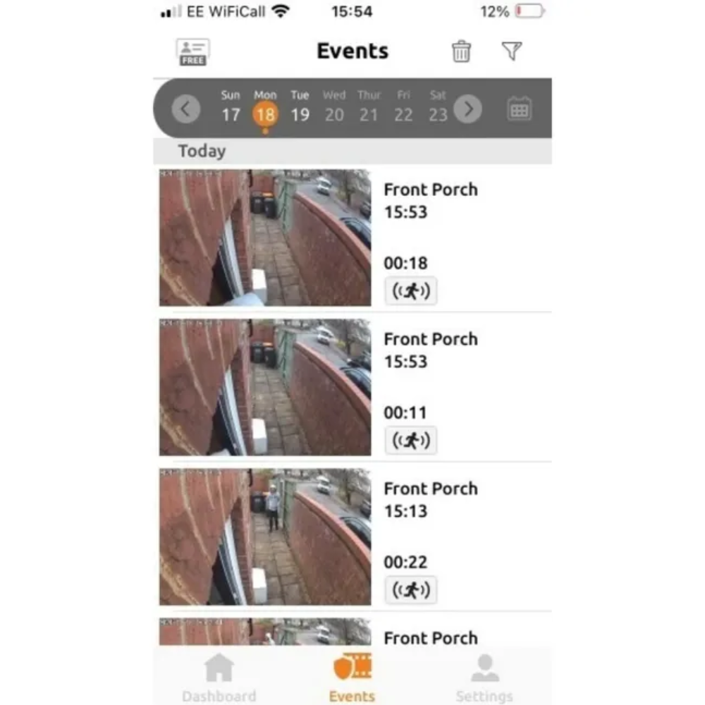 Event view from the app of the Toucan Wireless Security Camera S4, one of the best pet cameras