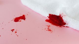 Blood stains on towel