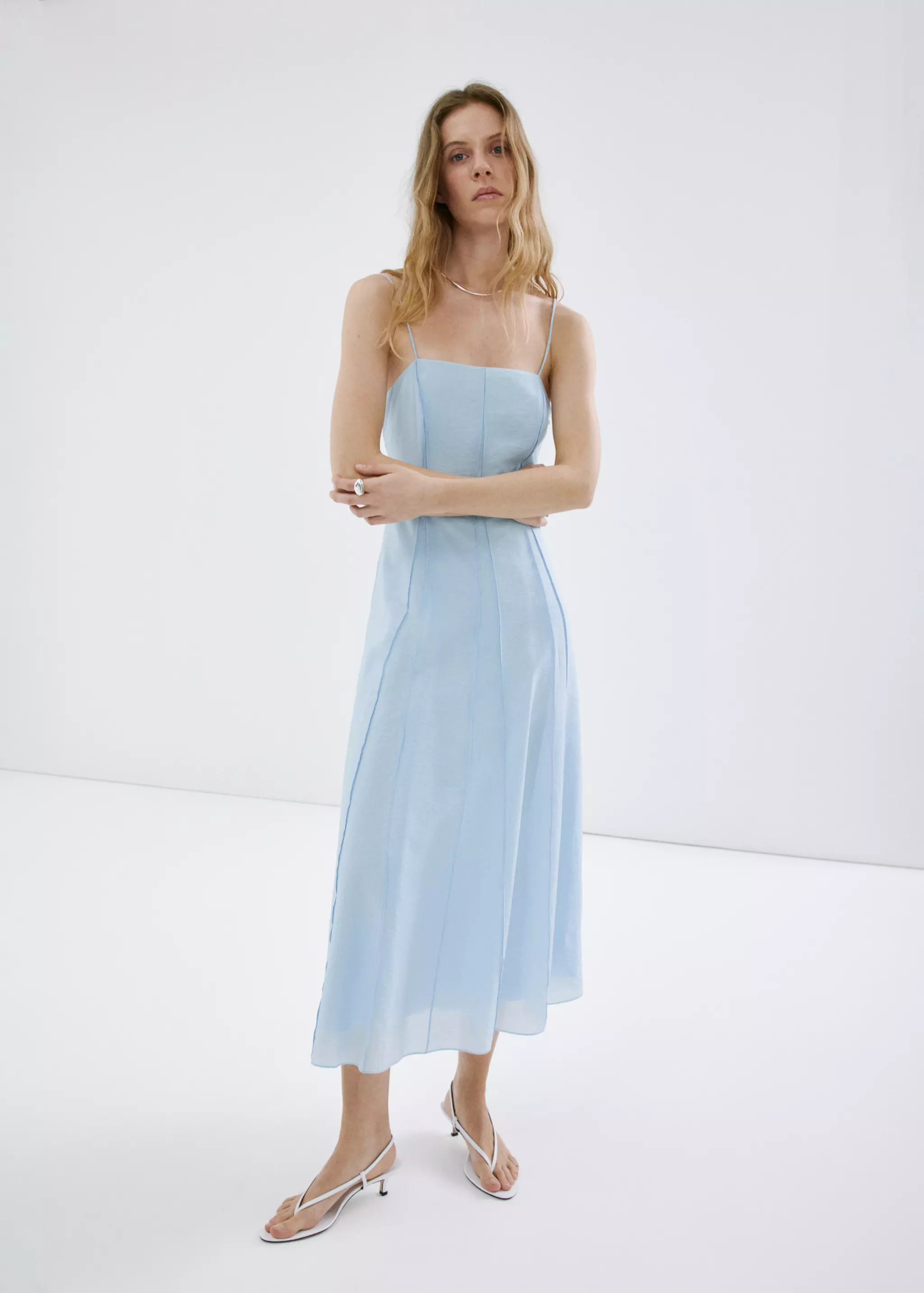 Lyocell Dress With Stitching Detail - Women | Mango United Kingdom