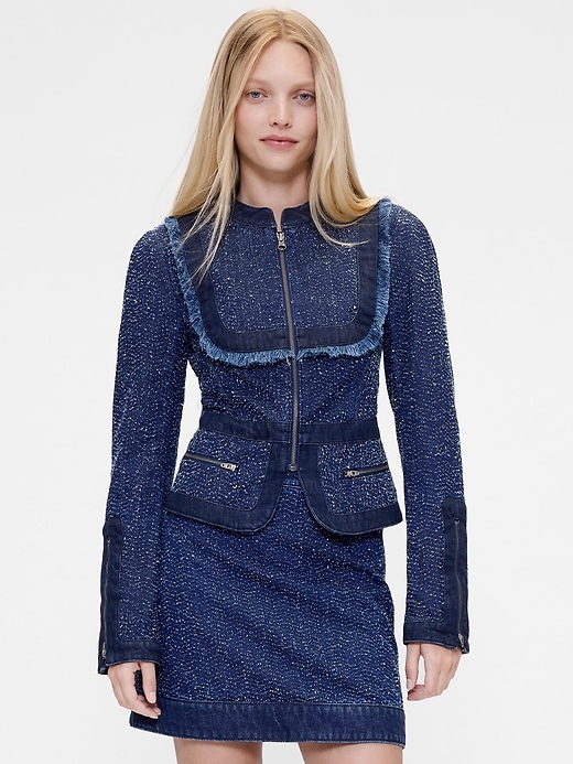 Gapstudio Denim Tweed Fringe Jacket