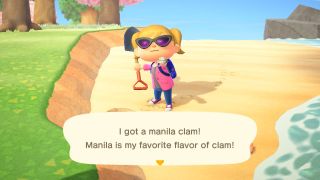 Player holding a Manila Clam