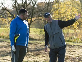 GM Top 25 Coach Barney Puttick working out on the course at Gainsborough GC with Paul Britnell