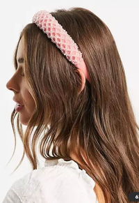 ASOS DESIGN padded headband with pink beaded detail , £6.00 | ASOS