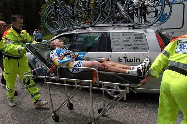 It was a sorry sight for poor old John Gadret, who had been riding very well all race