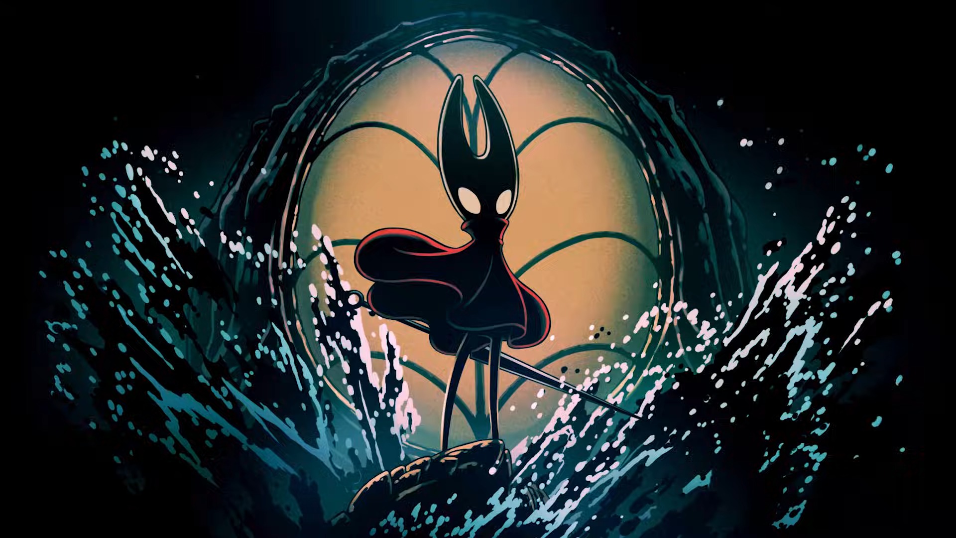 Hollow Knight: Silksong - Sea of Sorrow teaser featuring protagonist Hornet standing over crashing waves.
