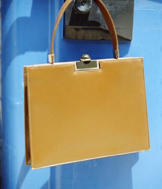 Extra box calf leather handbag in Havana yellow, 1971