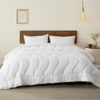 Bedsure Reversible Comforter against a white wall.