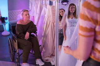 Maxine Minniver tries on wedding dresses