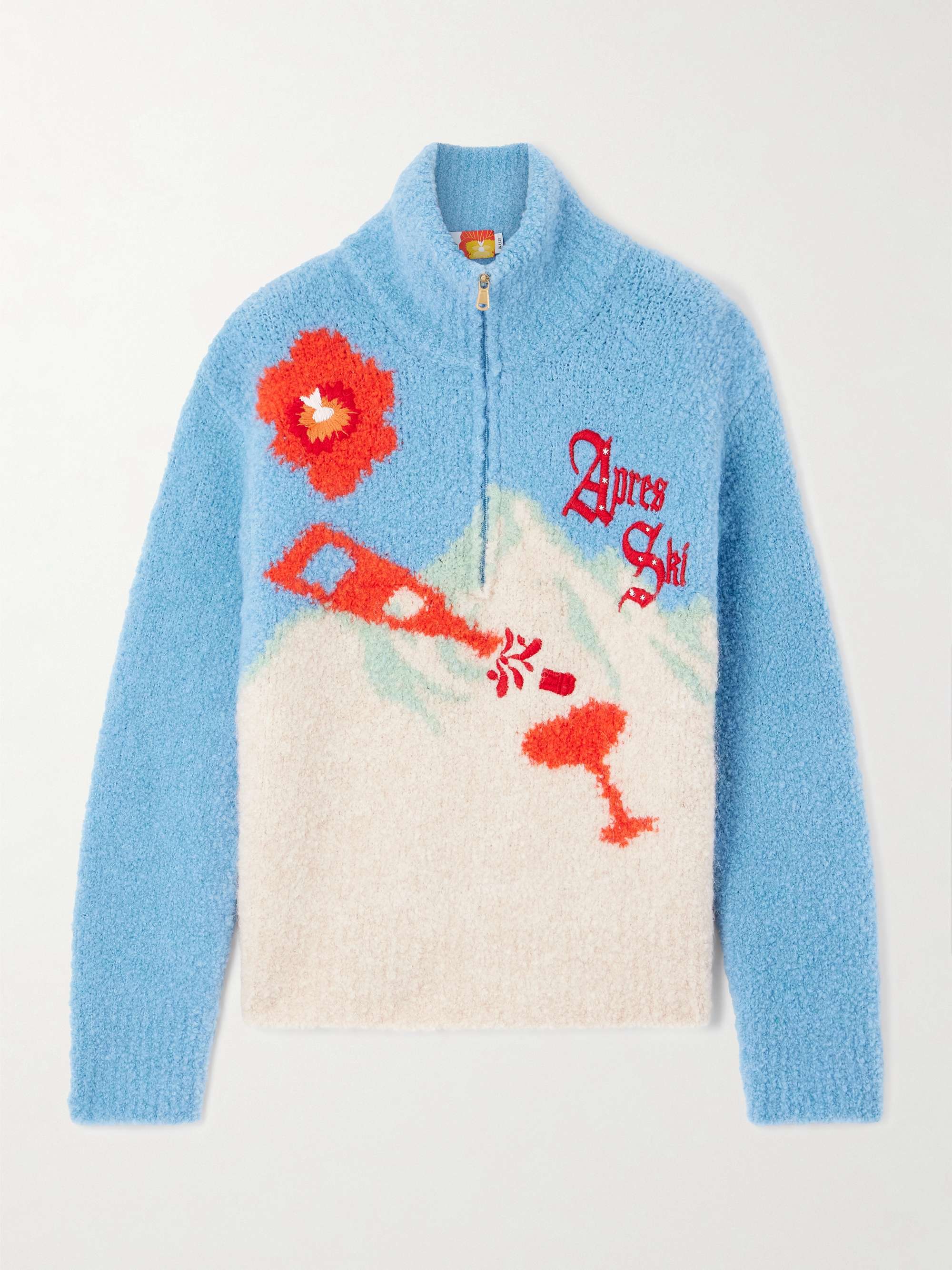 + Markarian Embroidered Boucl&amp;eacute; Half-Zip Sweater
