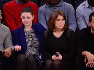 Michelle Trachtenberg and Princess Eugenie attend the Atlanta Hawks vs New York Knicks game at Madison Square Garden in 2013