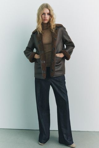 Faux Leather Reversible Double-Faced Coat