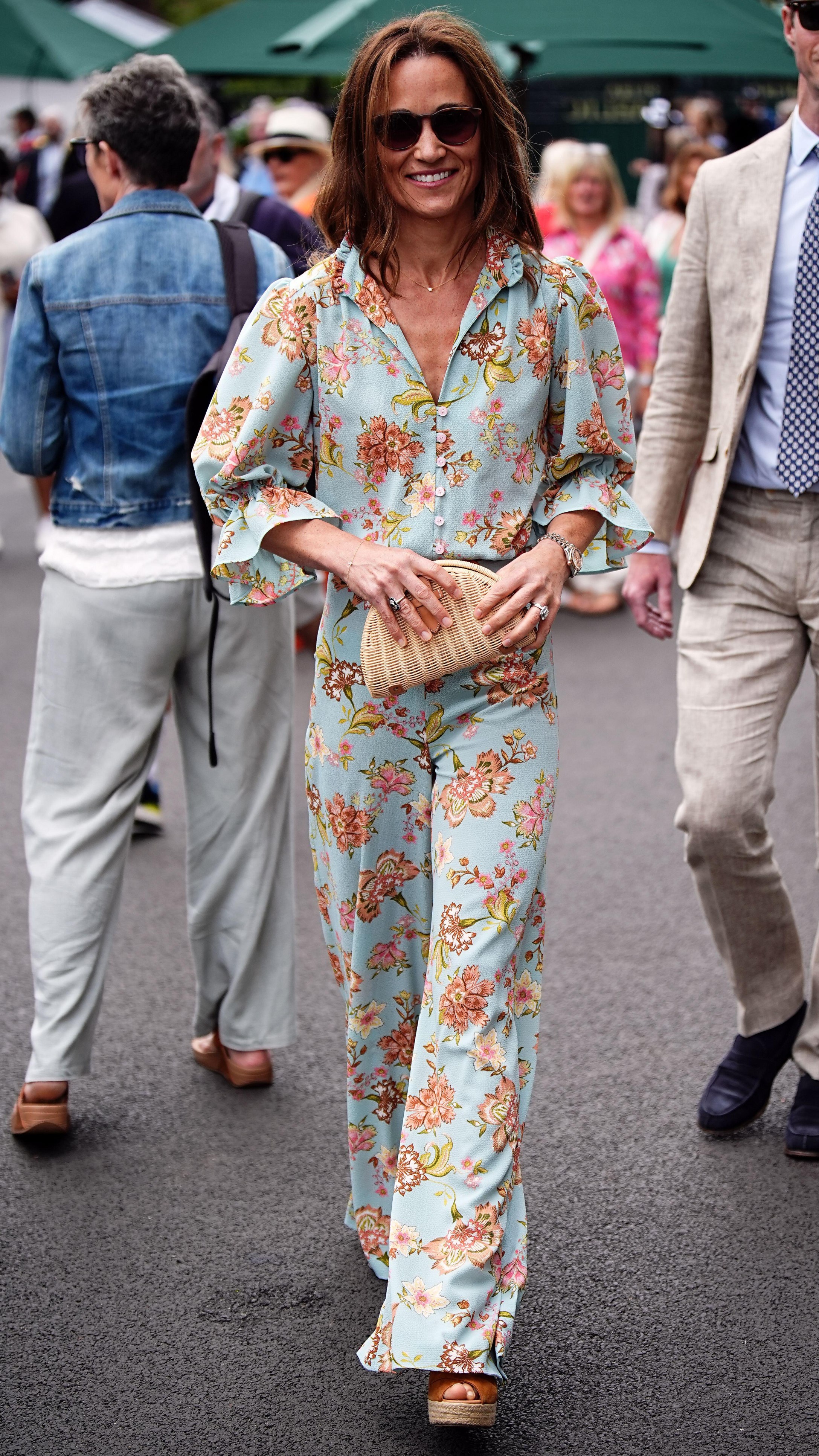 Pippa Middleton and James Matthews arrive on day twelve of the 2024 Wimbledon Championships at the All England Lawn Tennis and Croquet Club, London