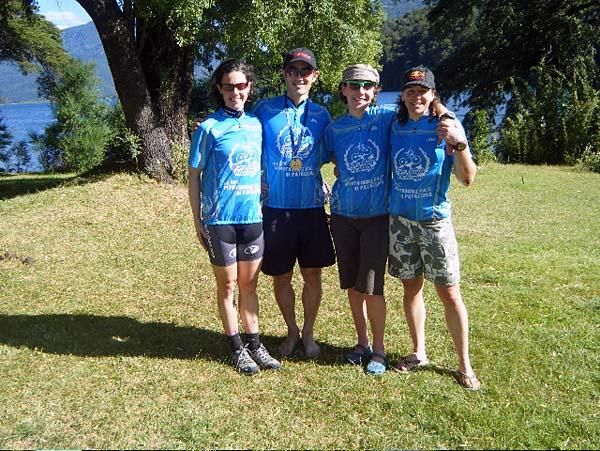 Mary McConneloug, Mike Broderick, Rebecca Rusch and Jenny Smith at the Trans Andes Challenge.