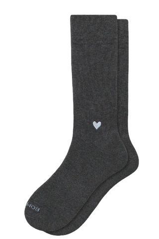 Heart Embroidered Cotton Blend Dress Socks