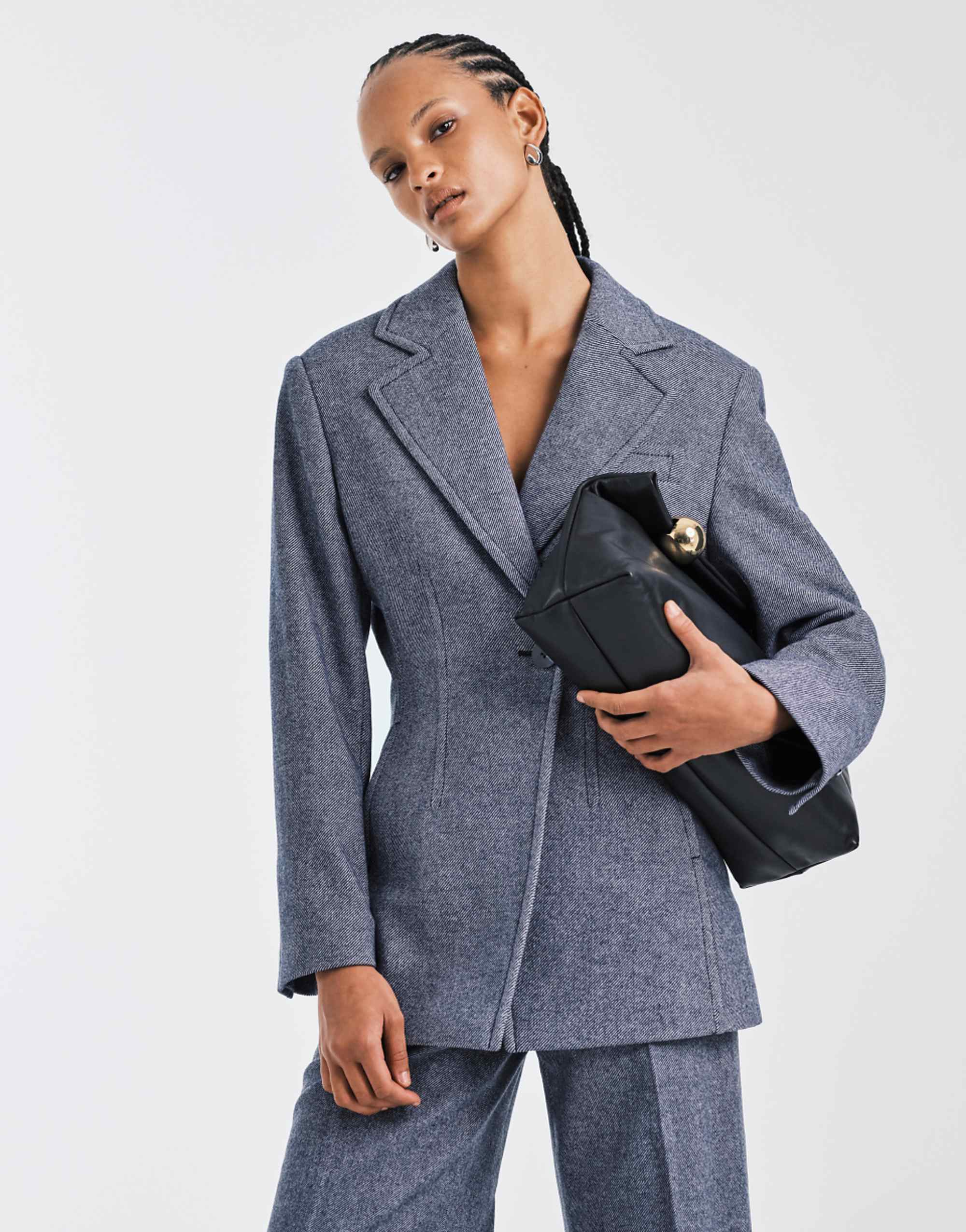 &amp;amp; Other Stories Wool Blend Blazer With Asymmetric Cinch Waist in Dusty Blue - Part of a Set