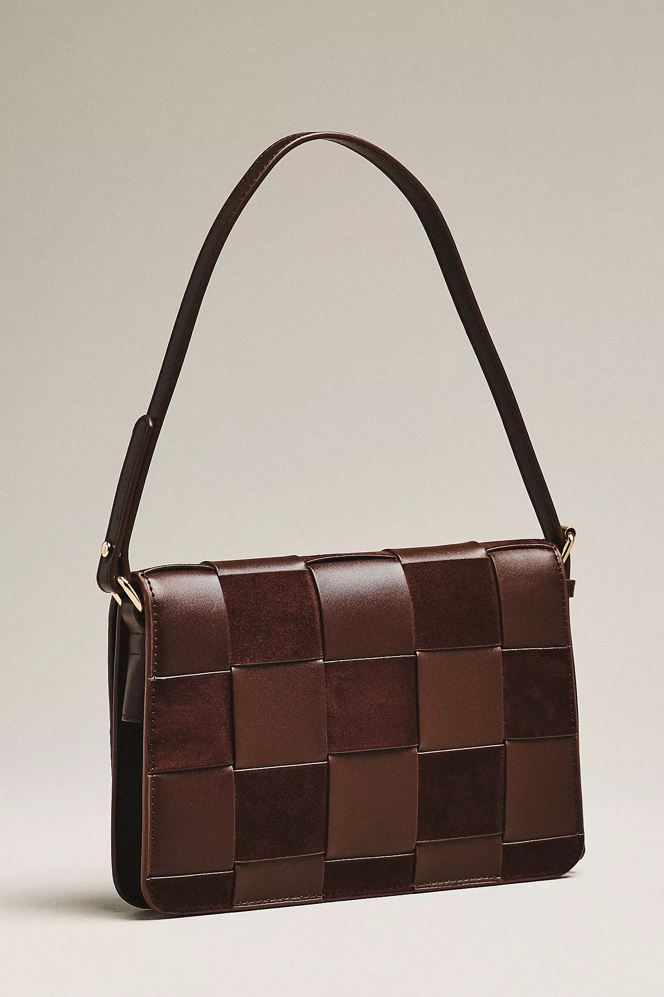 Faux-Suede Woven Shoulder Bag