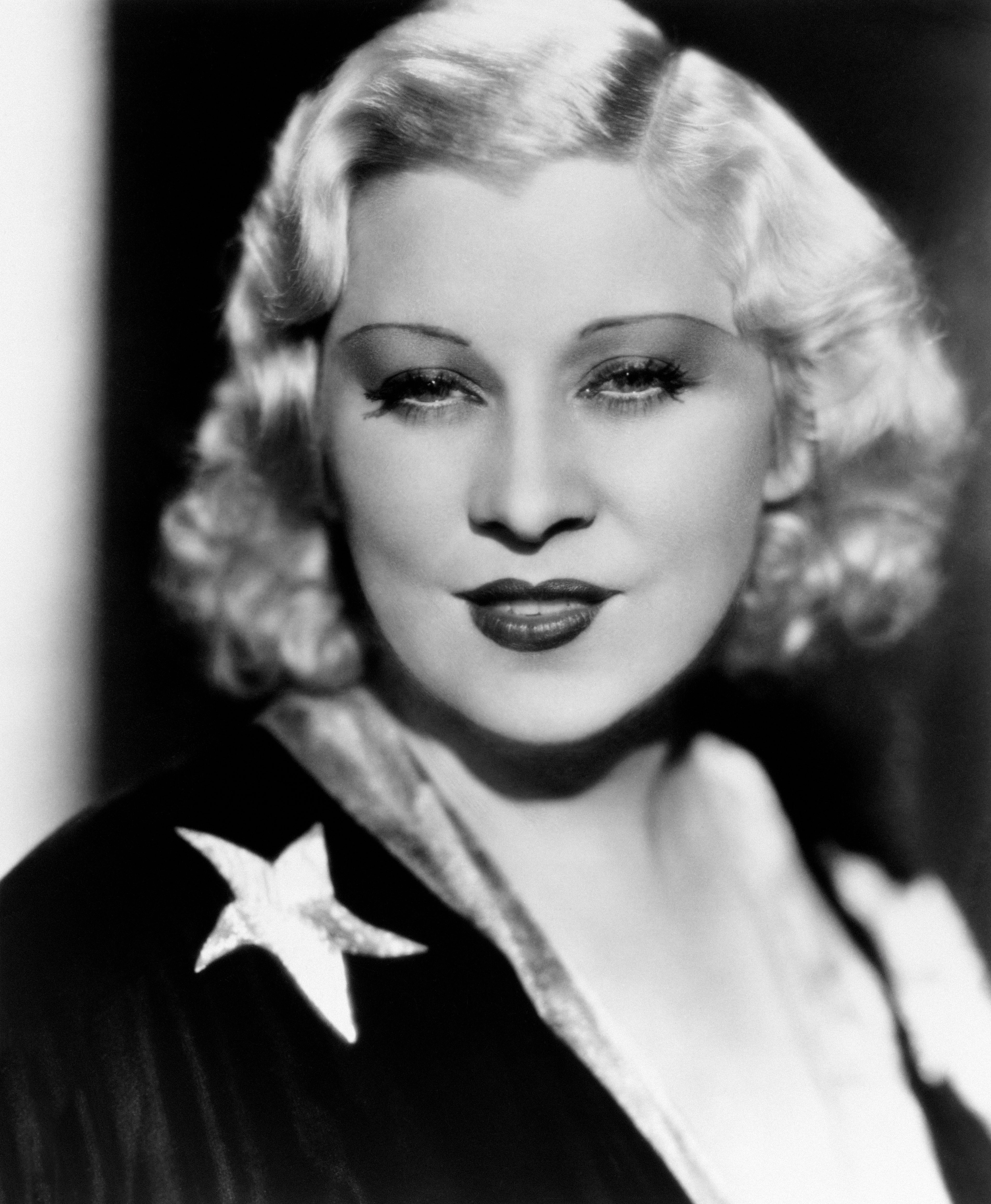 black and white photo of Mae West