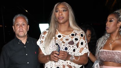 Serena Williams in a white crochet mini dress at the 2024 Met Gala afterparty May 2024