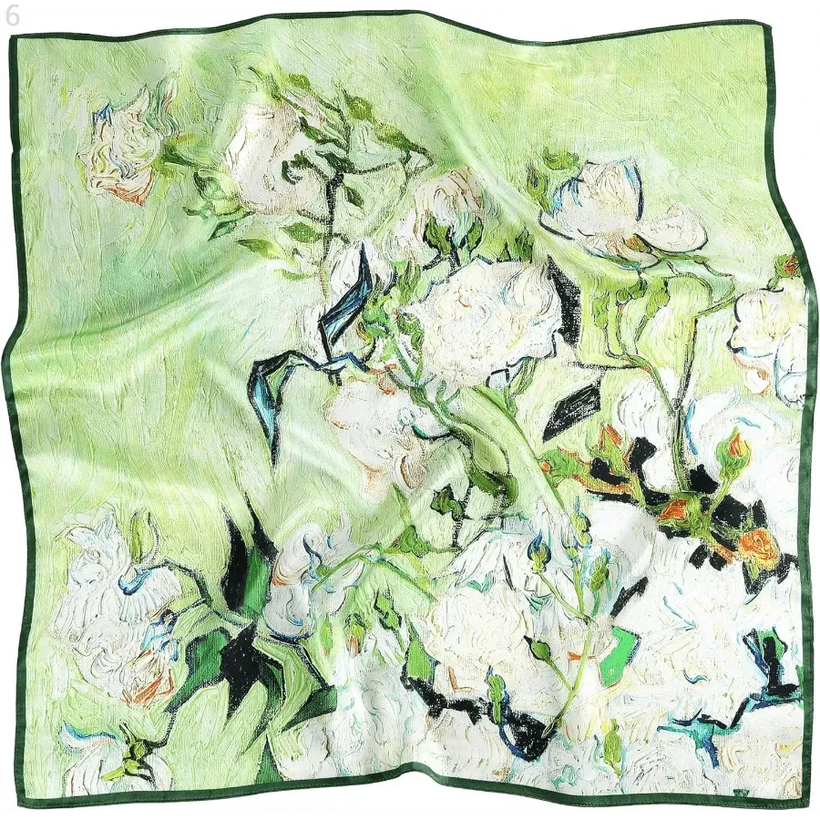 Green floral silk scarf