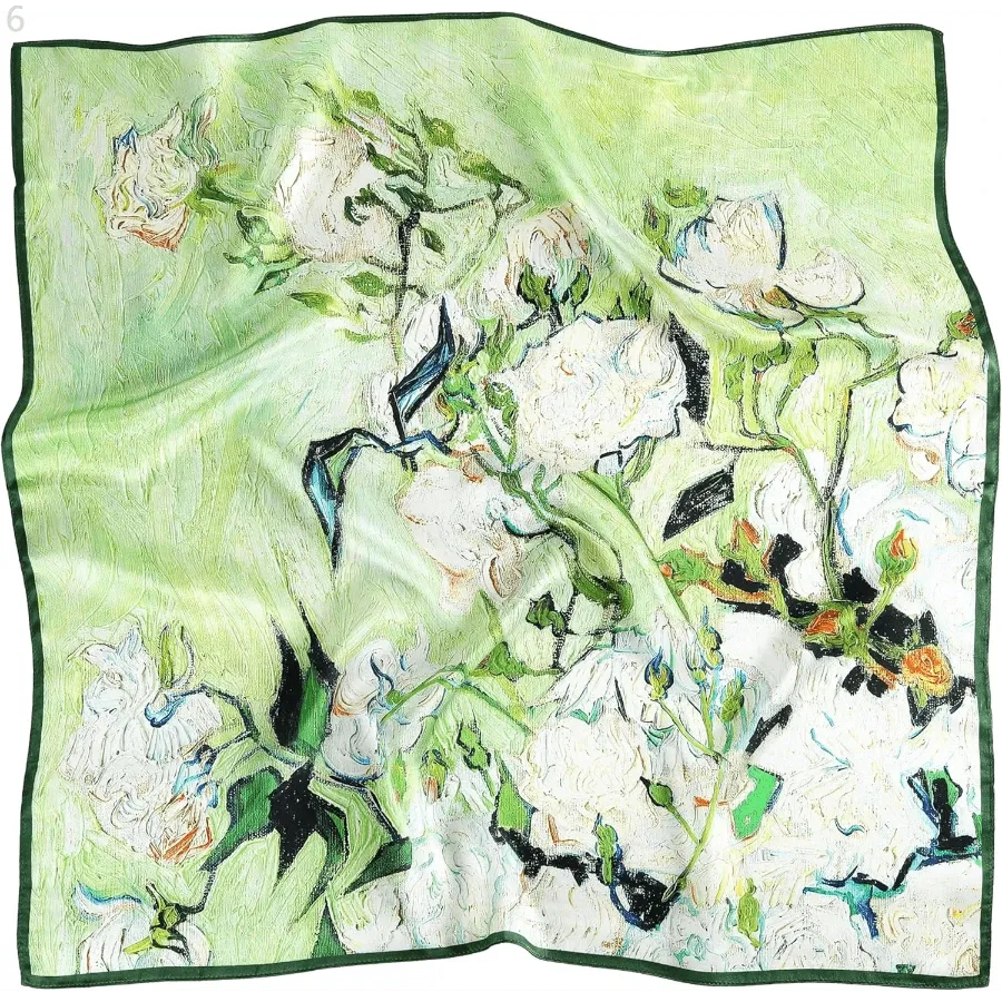 Green floral silk scarf