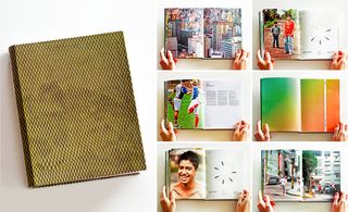 A note-book on the left with six images of its contents.