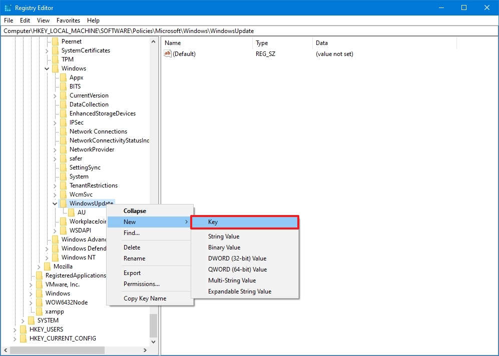 AU Registry key to disable Windows Update