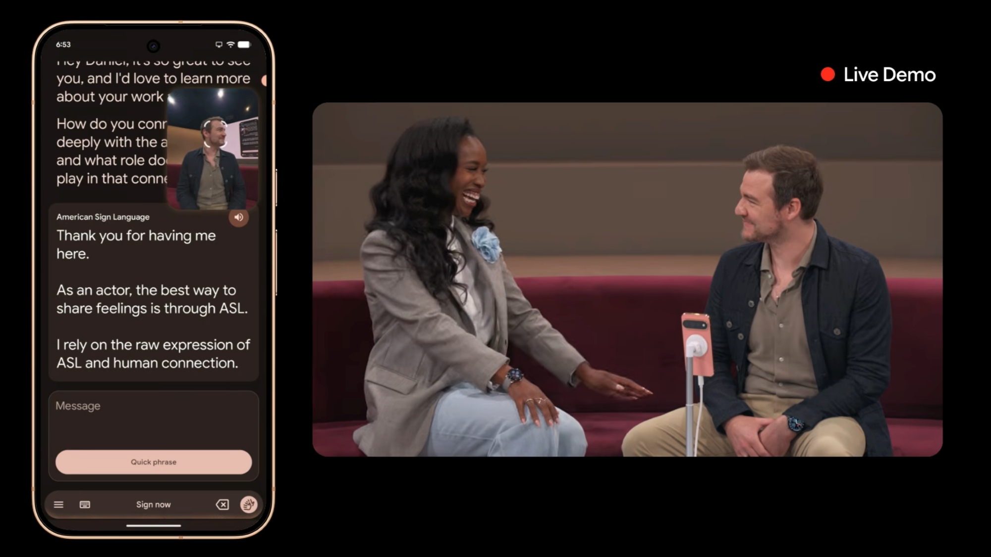 Sign to Text demo at Made by Google 2026