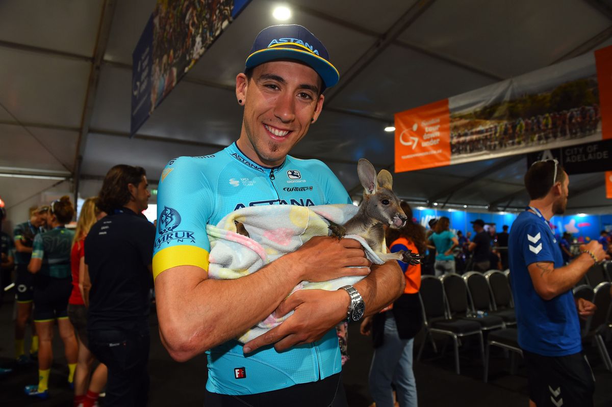 Omar Fraile with a kangaroo