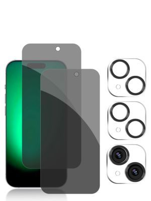  Pehael [2+2 Pack] Compatible iPhone 15 Plus Privacy Screen Protector with Camera Lens Protector
