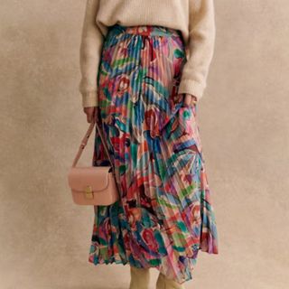 Sezane Floral Pleated Skirt