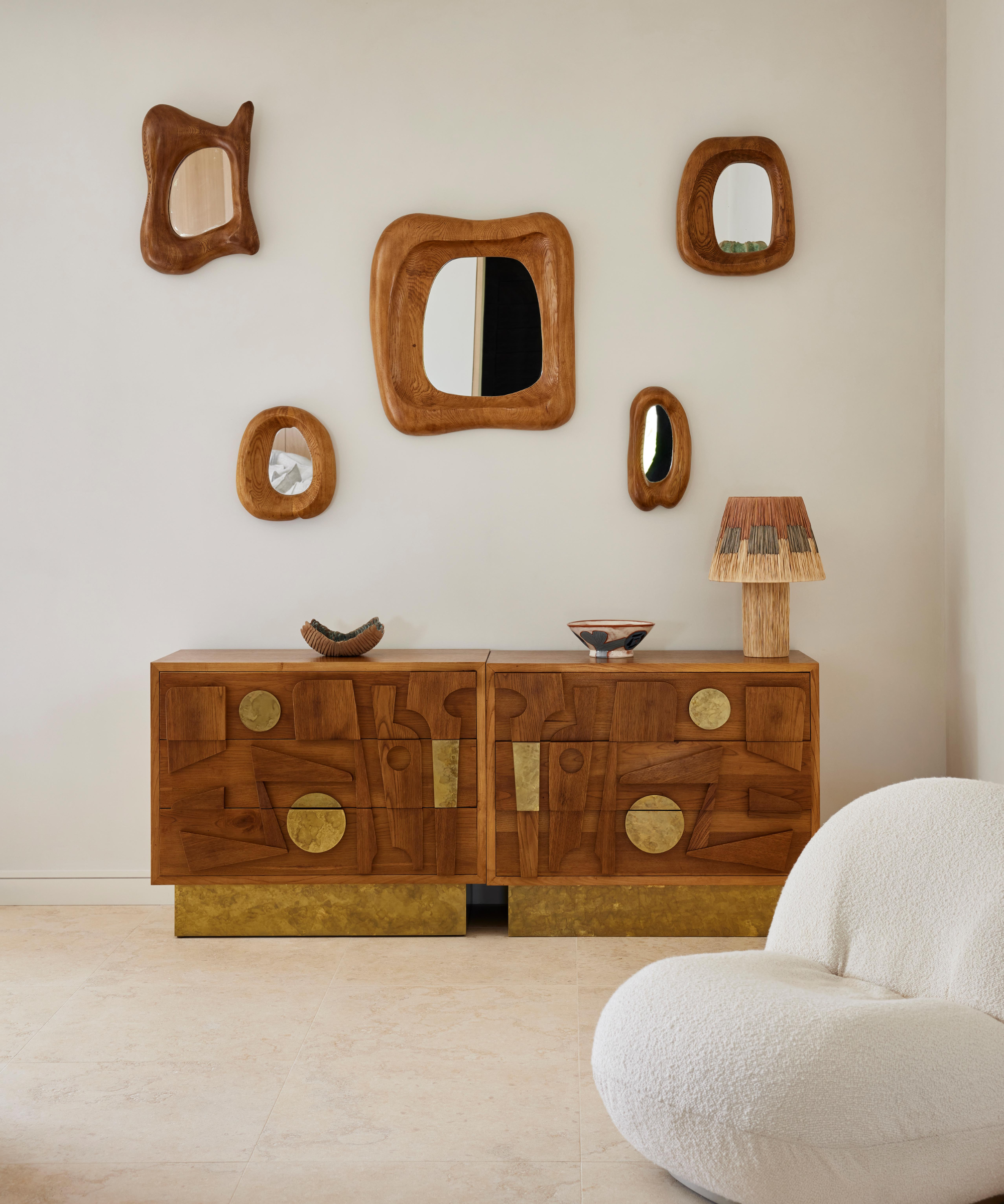 Villa ambiance, wooden framed mirrors above hallway console