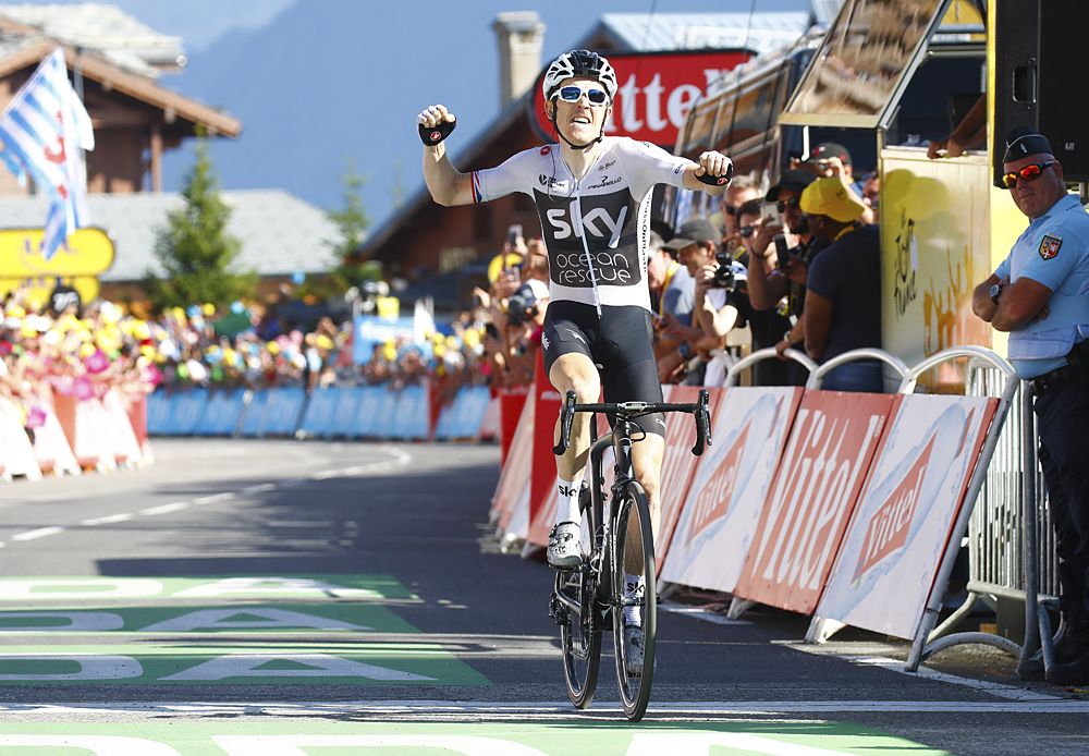 Geraint Thomas (Team Sky) wins stage 11 at the Tour de France and takes yellow