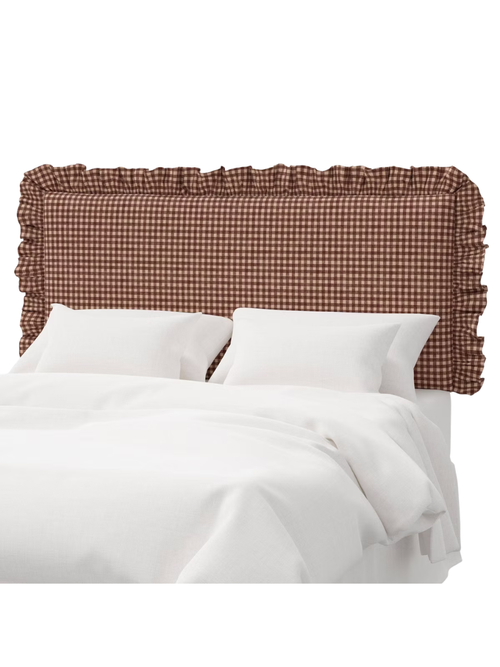 Gingham Ruffled Wall-Mounted Headboard
