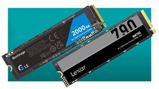 Memorial Day deals SSDs on a blue background 