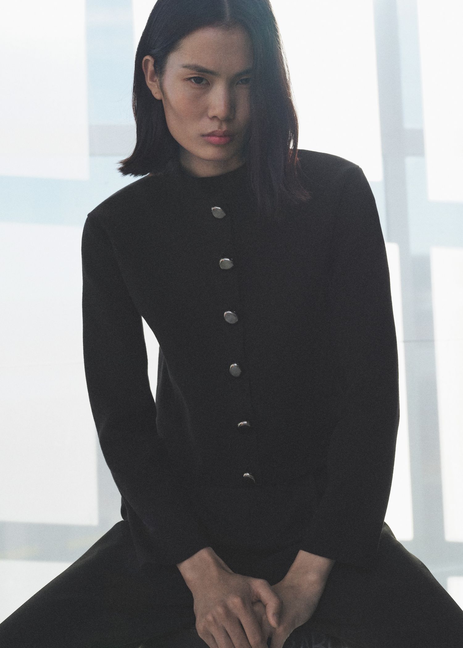 Jacket With Mandarin Collar and Jewel Buttons - Women | Mango Usa