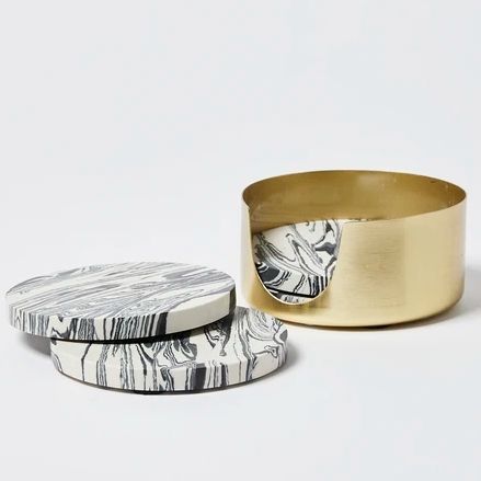 Oliver Bonas Monochrome Marbled Coasters