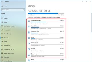 Windows 10 hard drive usage view