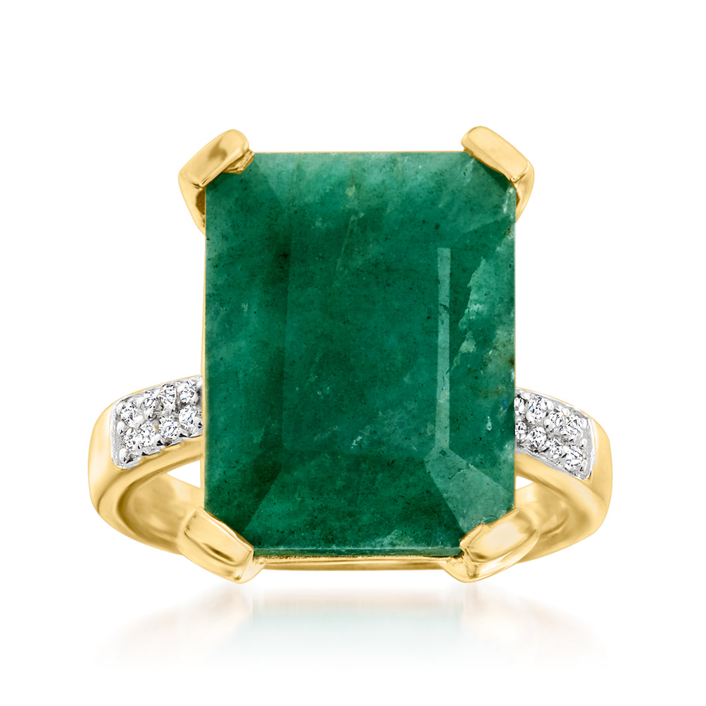 7.00 Carat Emerald Ring With .10 Ct. T.w. White Topaz in 14kt Gold Over Sterling