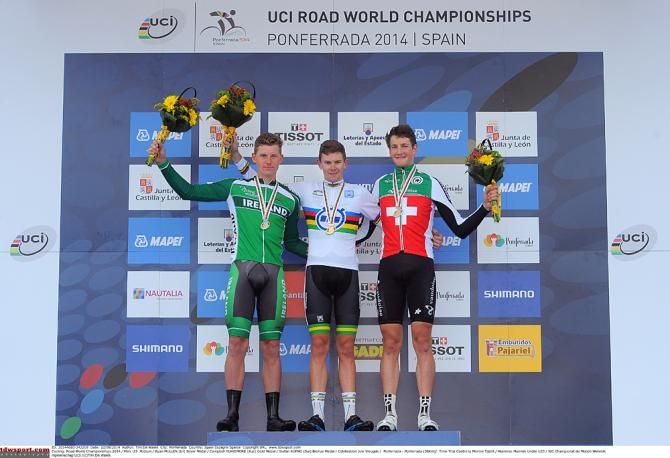The under-23 men's time trial podium