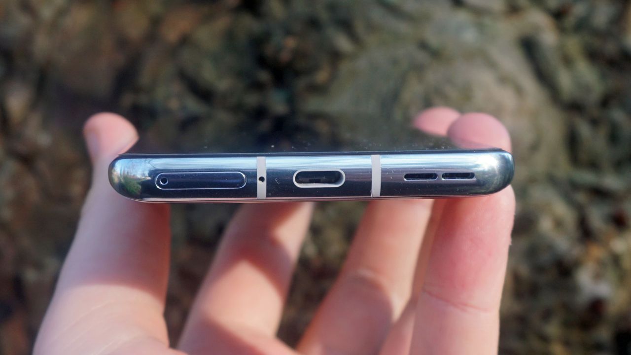 The bottom edge of a OnePlus 9 Pro