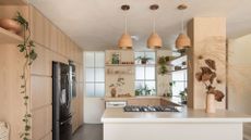 A modern kitchen with beige interiors 