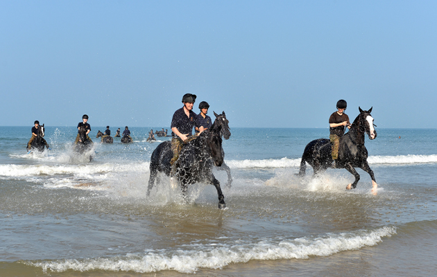 THE KING&amp;Otilde;S TROOP ROYAL HORSE ARTILLERY EQUESTRIAN EXERCISE IN WOOLACOMBE