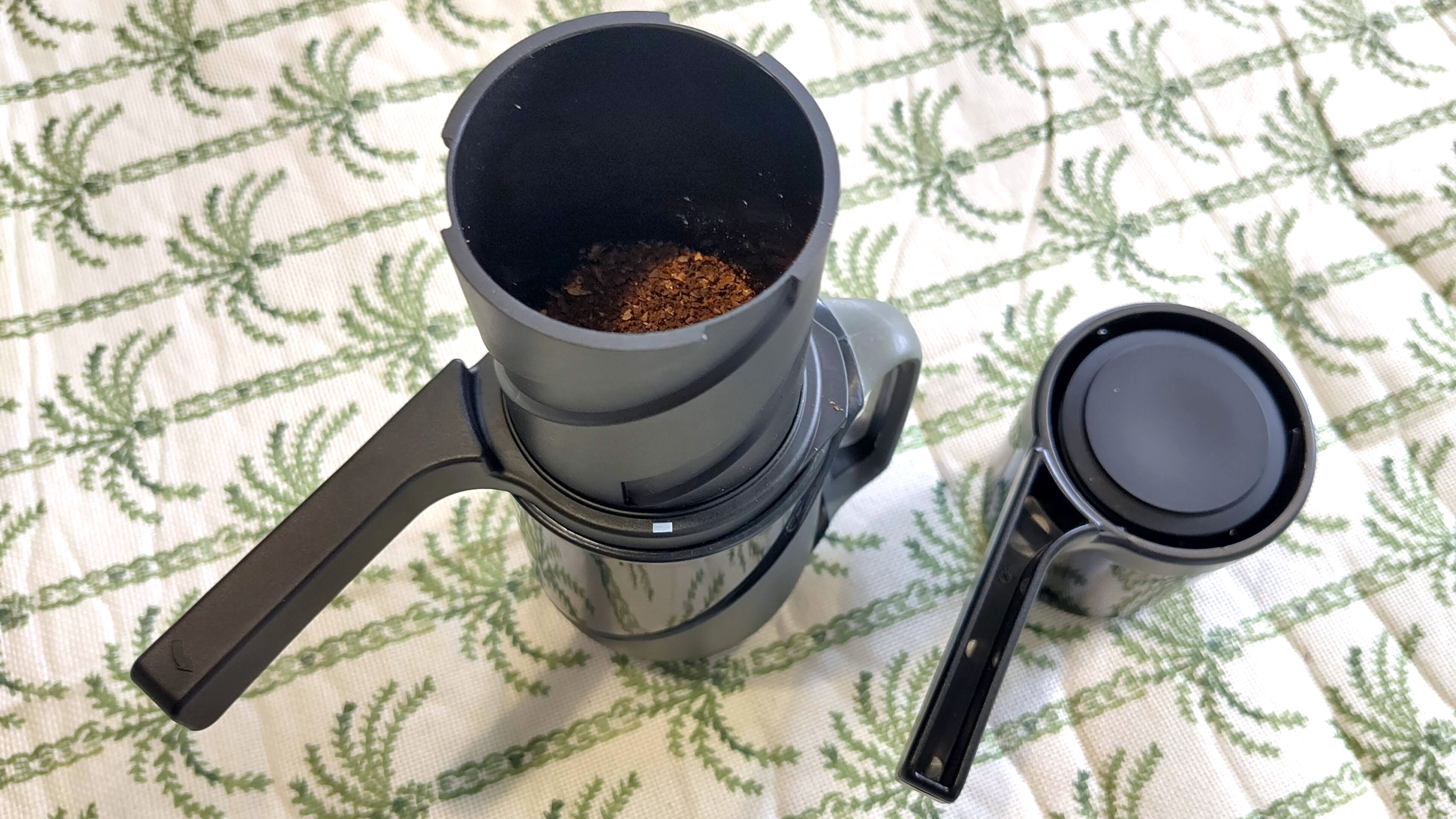 Barista and Co Strong Brew coffee maker full of coffee