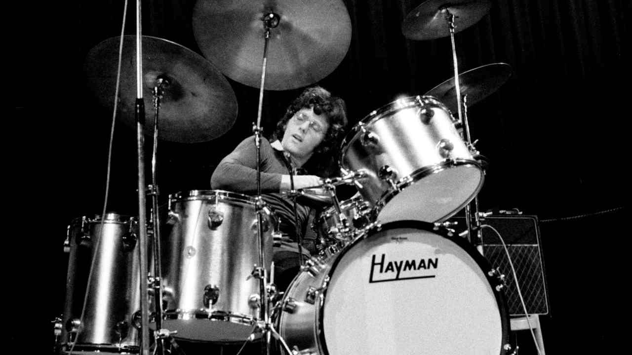 Taste drummer John Wilson performing onstage in the late 1960s