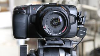 The Blackmagic Pocket Cinema Camera 4K on a tripod