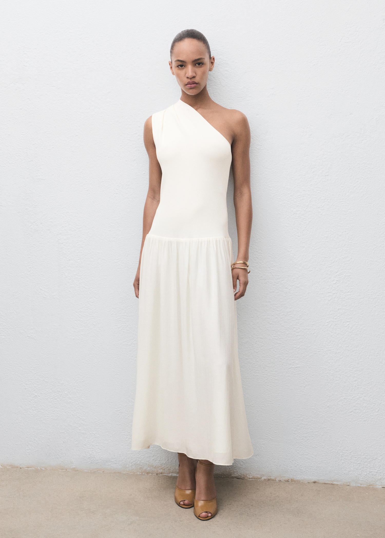 Asymmetrical Combined Knitted Dress - Women | Mango Usa